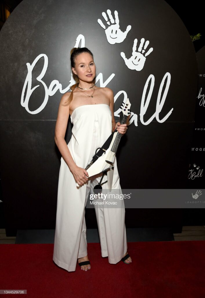 Alfiya Glow in Hollywood at a red carpet event with her electric violin